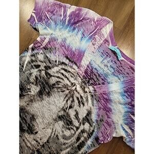 VTG Y2K Tiger Graphic Tee USA Made Purple M Kitschy Mallcore Pop Retro Collector